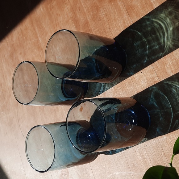Set of 4 Smokey blue vintage Dominion whiskey glasses approx. 9 oz each - Picture 2 of 6
